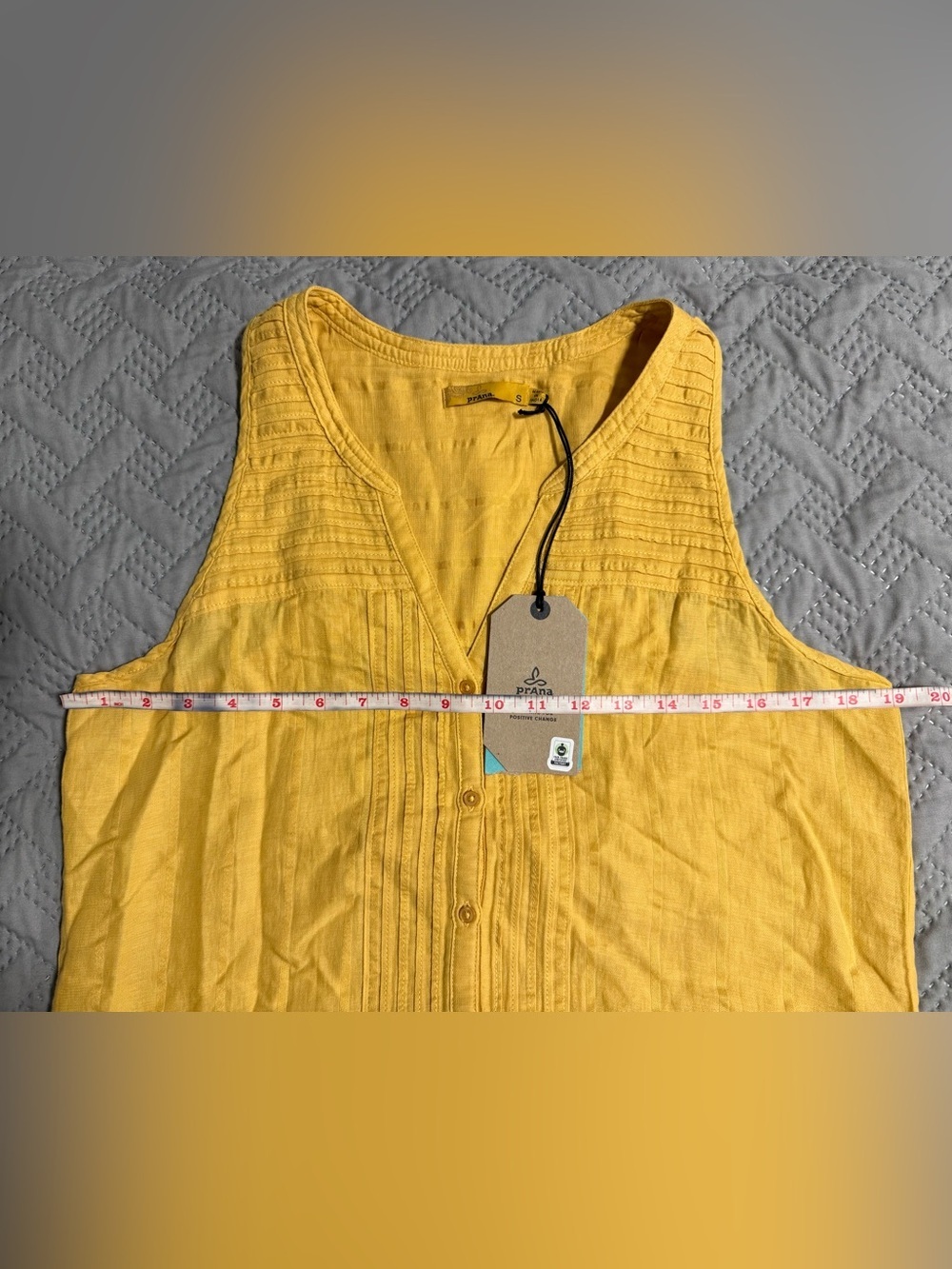 prAna Nieves Tank NWT Size Small Organic Cotton Sleeveless Top Yellow - Picture 7 of 7